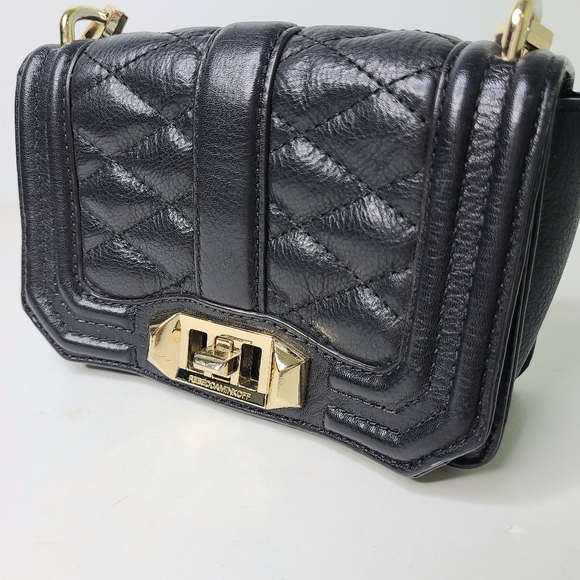 Rebecca Minkoff Love Mini Black Quilted Crossbody Bag - Picture 8 of 16